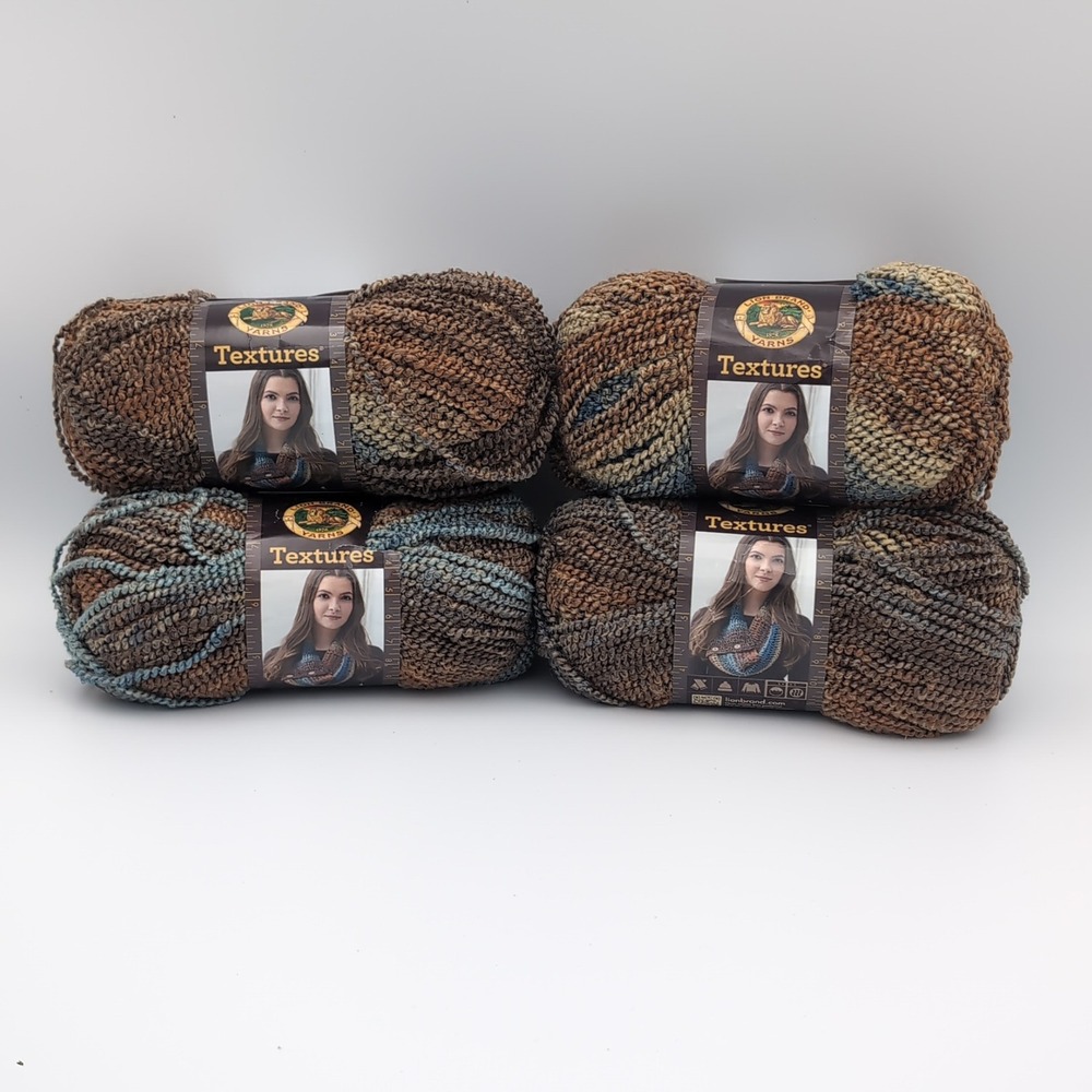 4 Lion Brand Textures Yarn Skeins Desert Sands 207 Discontinued Boucle 149 Yd